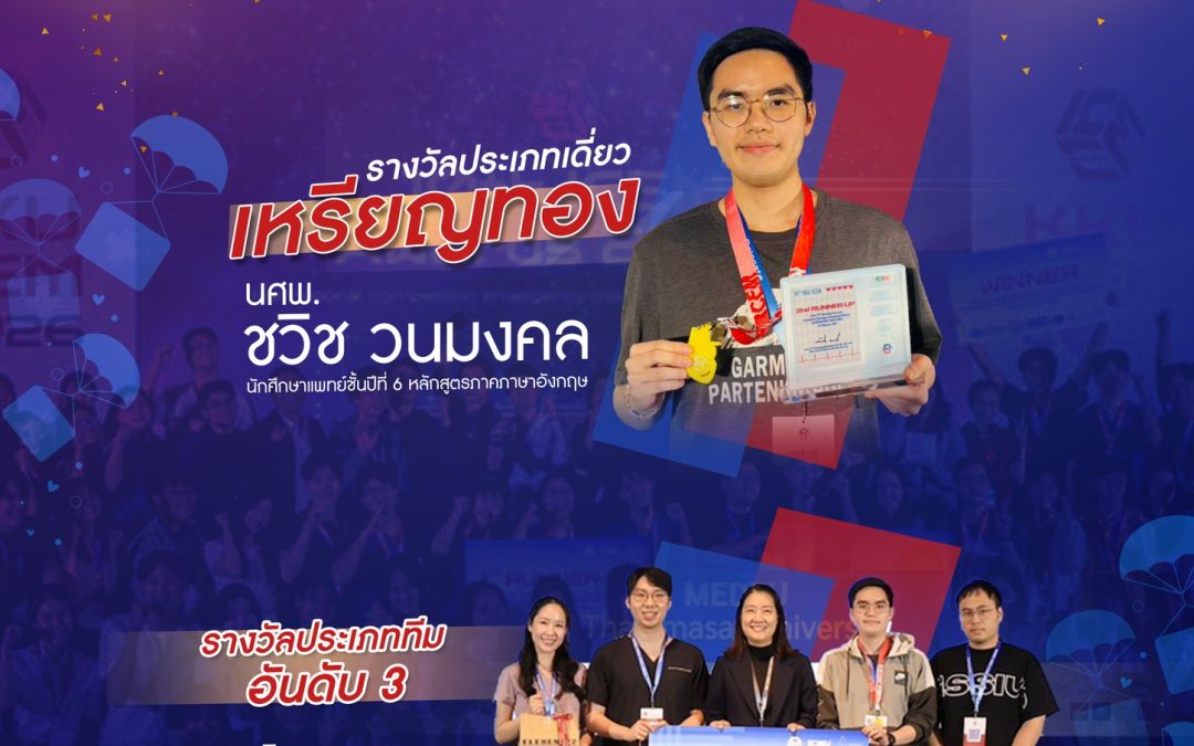 ขอแสดงความยินดีกับนักศึกษาแพทย์ที่ได้รับรางวัลจากการแข่งขันความรู้และทักษะวิชาการด้านเวชศาสตร์ฉุกเฉินระดับนานาชาติ